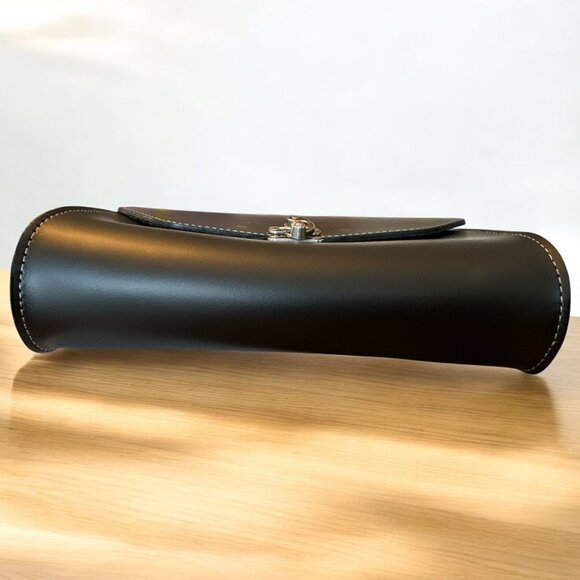 Sue Carson Saddles Black Bag Pouch Antique Nickel Clasp Lock - Picture 2 of 10